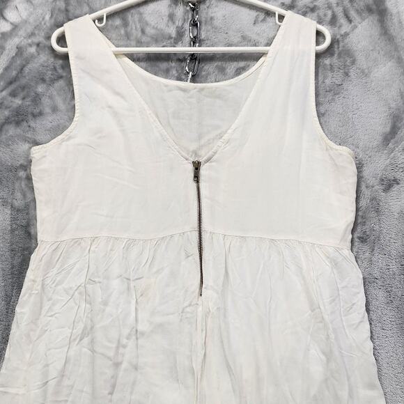Volcom Dress Womens L Cream Starfish Sleeveless Cotton Gauze V-Back Zip Western - Picture 5 of 13